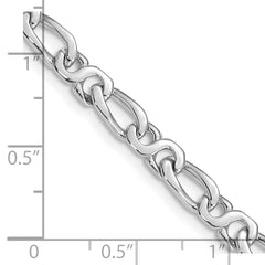 14K White Gold 8 inch 4.8mm Hand Polished Fancy Link with Fancy Lobster Clasp Bracelet