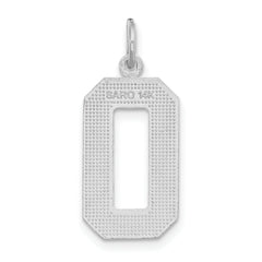 14Kw Large Brushed Diamond-cut Number 0 Charm