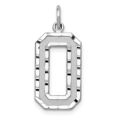 14kw Large Brushed Diamond-cut Number 0 Charm