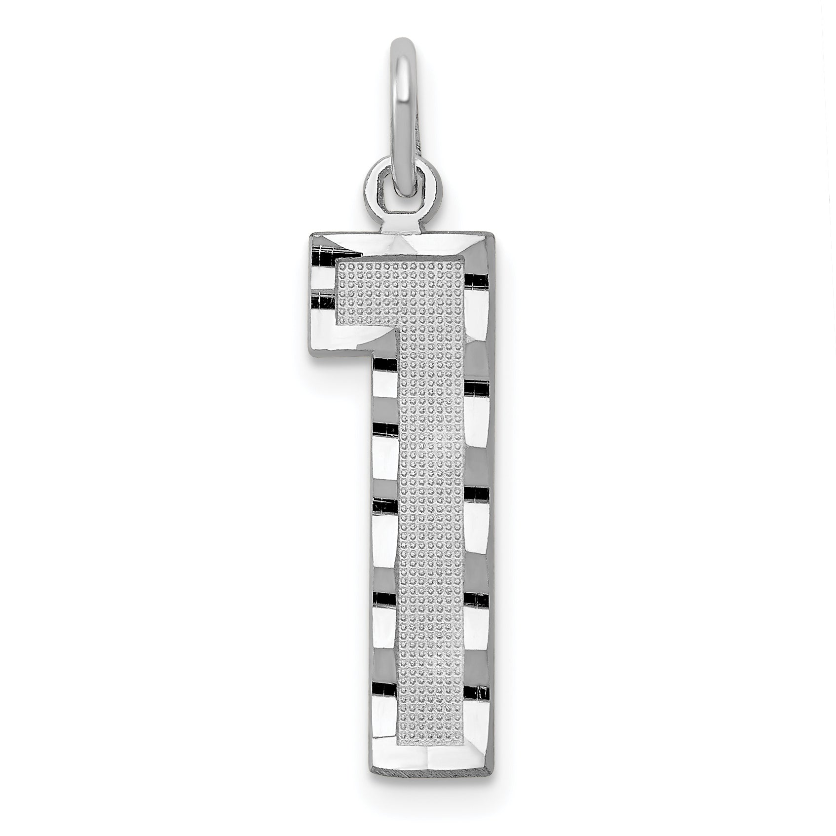 14kw Large Brushed Diamond-cut Number 1 Charm