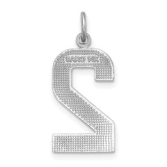 14Kw Large Brushed Diamond-cut Number 2 Charm