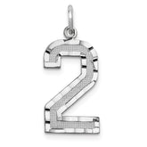 14kw Large Brushed Diamond-cut Number 2 Charm