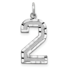 14kw Large Brushed Diamond-cut Number 2 Charm