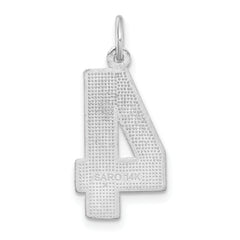 14Kw Large Brushed Diamond-cut Number 4 Charm
