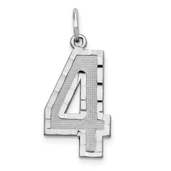 14kw Large Brushed Diamond-cut Number 4 Charm