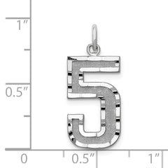 14Kw Large Brushed Diamond-cut Number 5 Charm