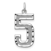 14kw Large Brushed Diamond-cut Number 5 Charm