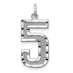 14kw Large Brushed Diamond-cut Number 5 Charm