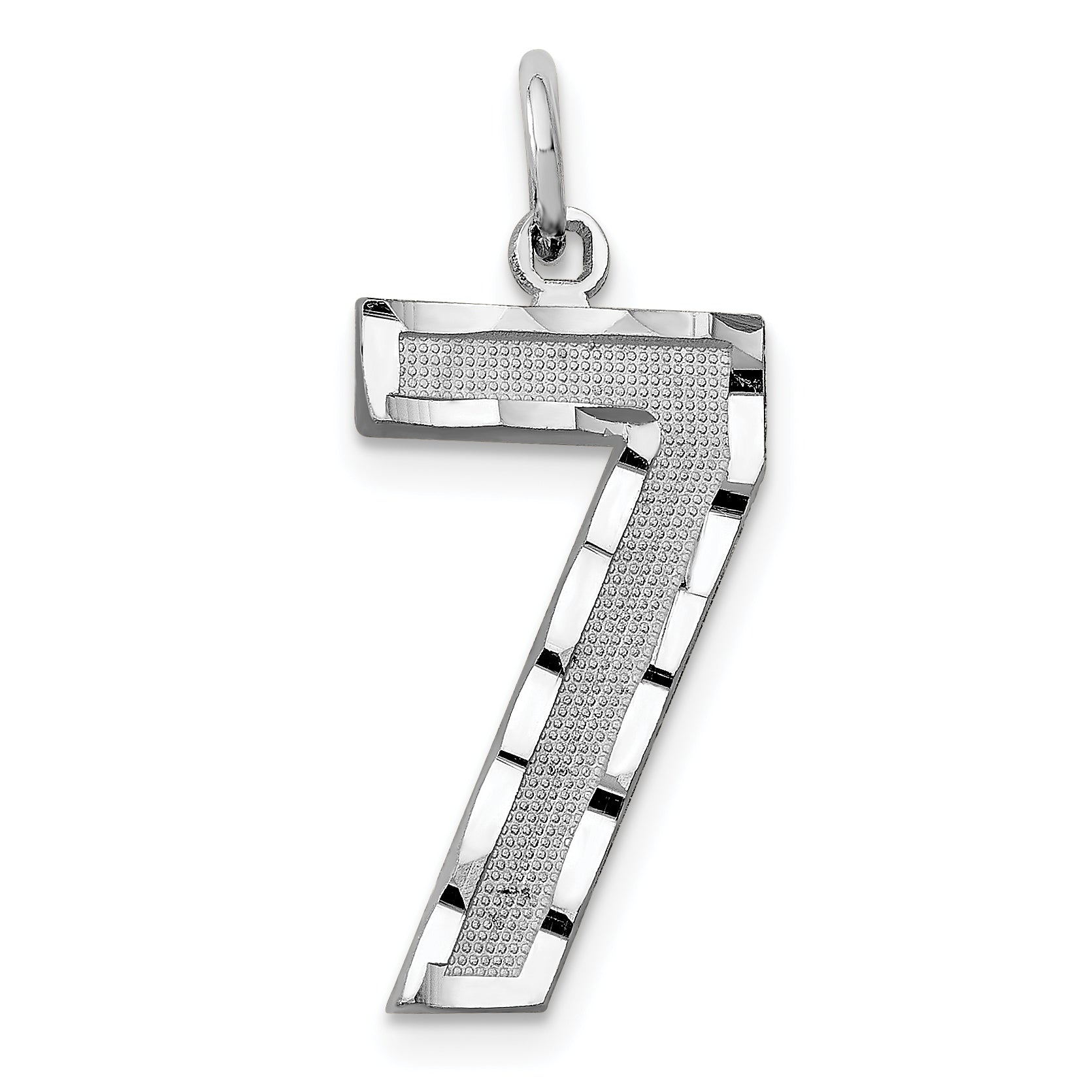 14kw Large Brushed Diamond-cut Number 7 Charm