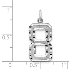 14Kw Large Brushed Diamond-cut Number 8 Charm