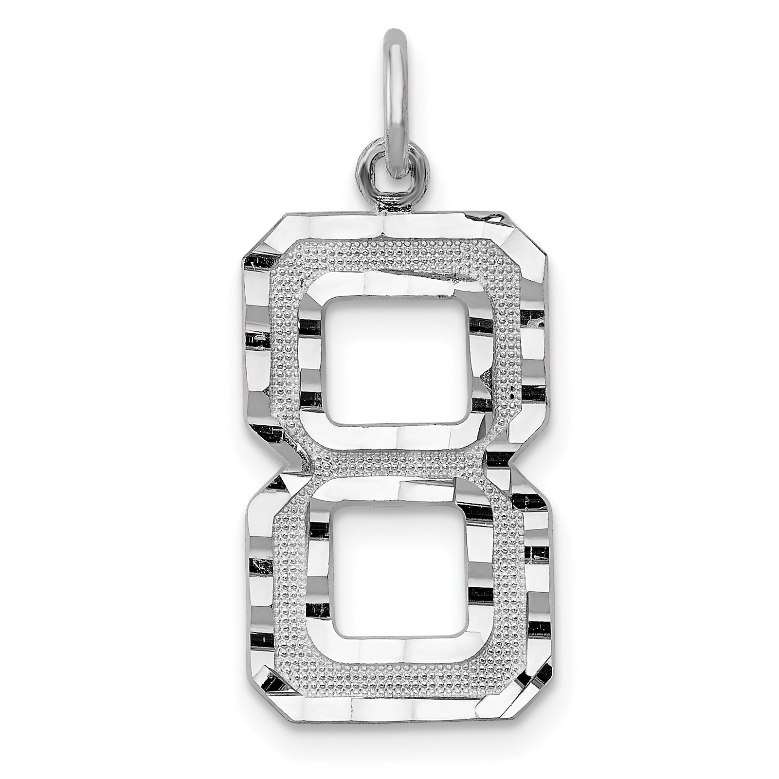 14kw Large Brushed Diamond-cut Number 8 Charm