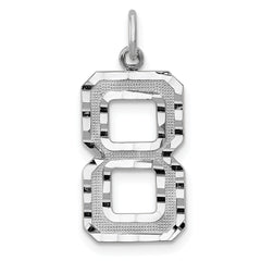 14kw Large Brushed Diamond-cut Number 8 Charm