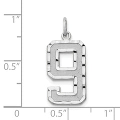 14Kw Large Brushed Diamond-cut Number 9 Charm