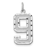 14kw Large Brushed Diamond-cut Number 9 Charm
