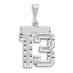 14kw Large Brushed Diamond-cut Number 13 Charm