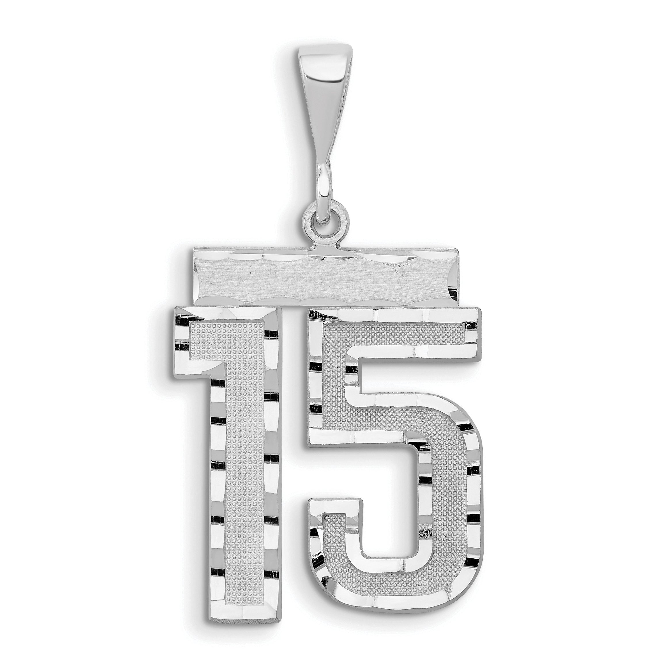 14kw Large Brushed Diamond-cut Number 15 Charm