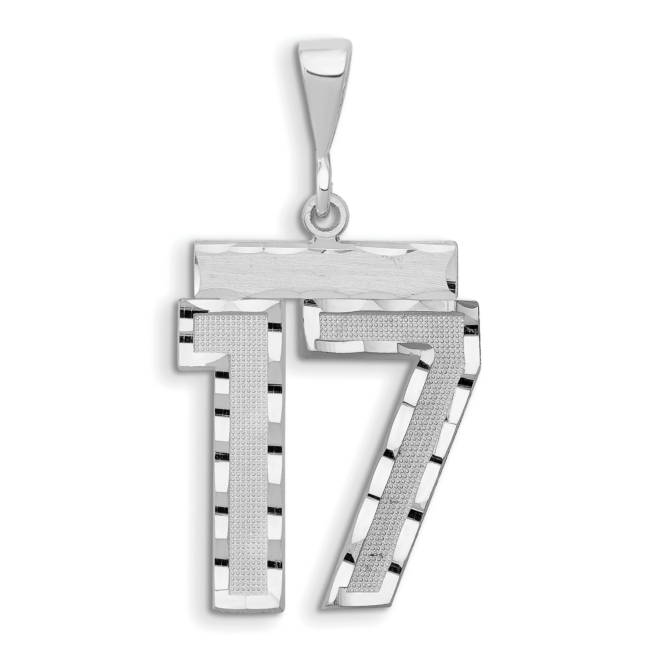 14kw Large Brushed Diamond-cut Number 17 Charm