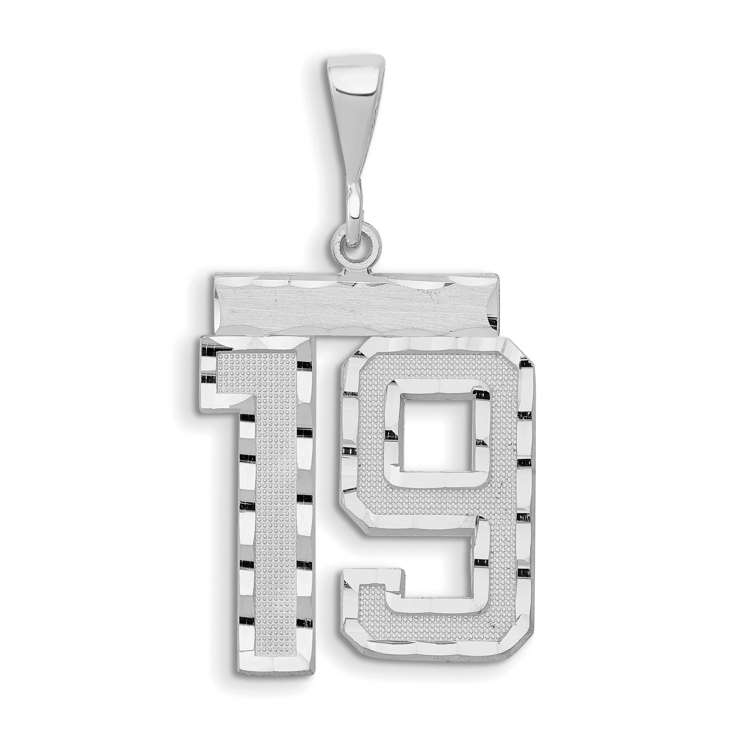 14kw Large Brushed Diamond-cut Number 19 Charm