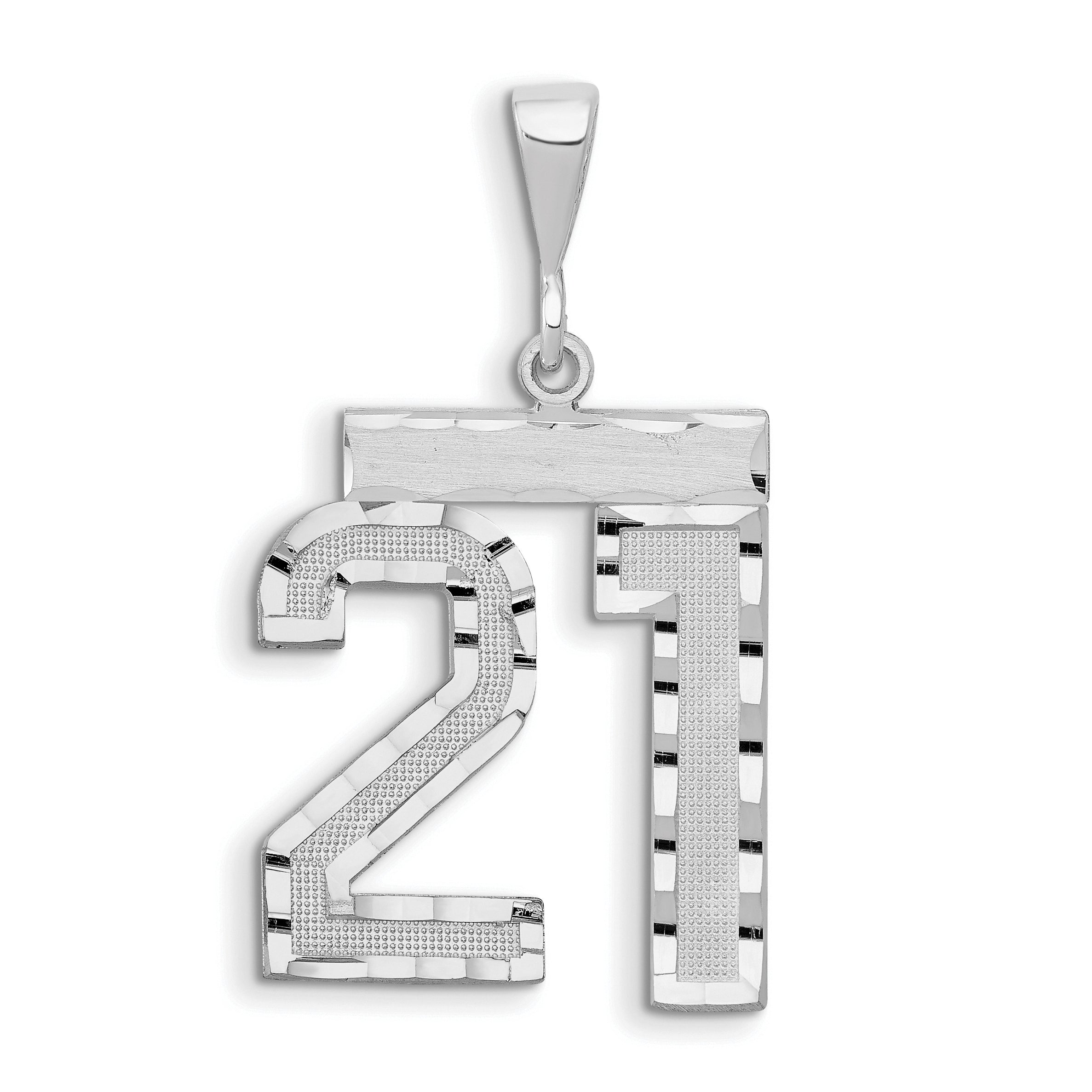 14kw Large Brushed Diamond-cut Number 21 Charm
