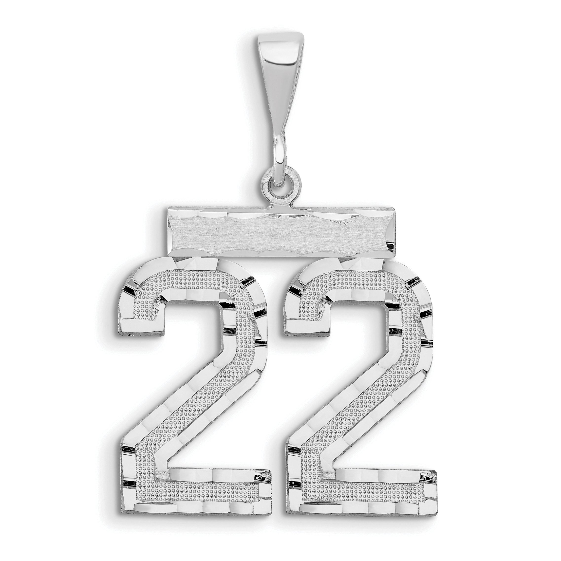 14kw Large Brushed Diamond-cut Number 22 Charm