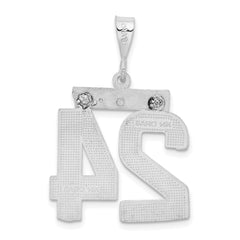 14K White Gold Large Diamond-cut Number 24 Charm