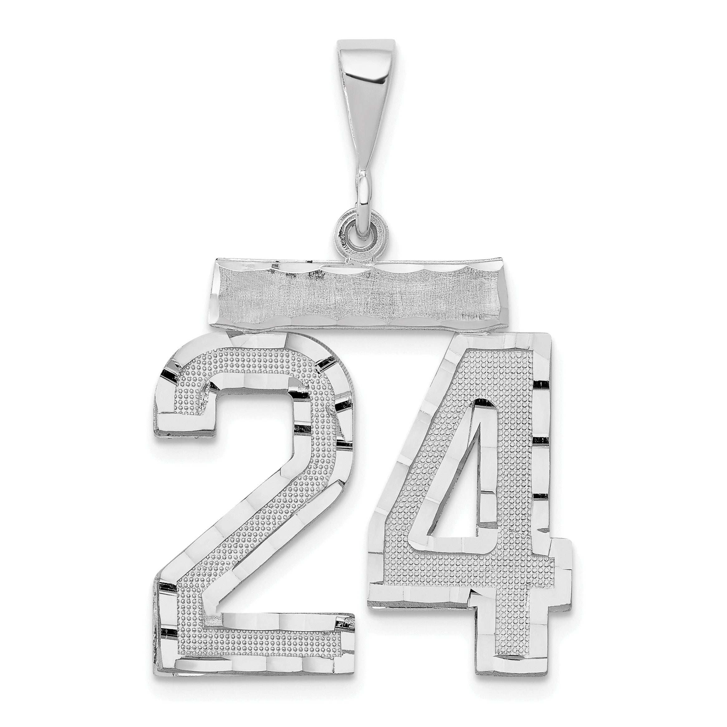 14kw Large Brushed Diamond-cut Number 24 Charm