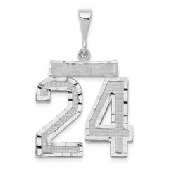 14kw Large Brushed Diamond-cut Number 24 Charm