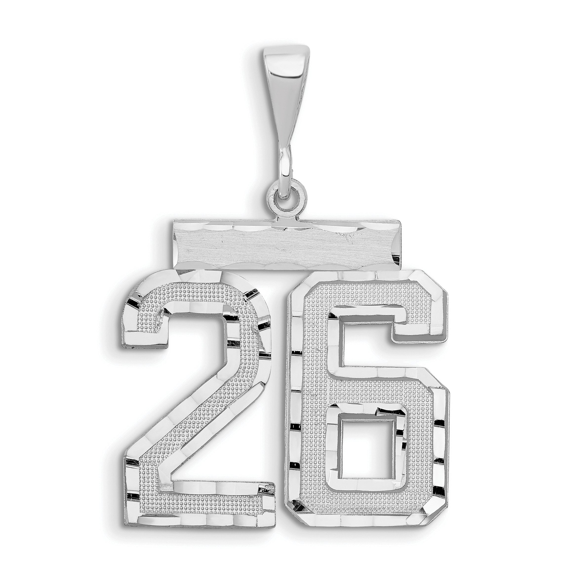 14kw Large Brushed Diamond-cut Number 26 Charm