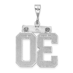 14K White Gold Large Diamond-cut Number 30 Charm