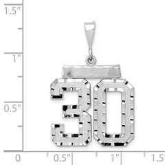 14K White Gold Large Diamond-cut Number 30 Charm