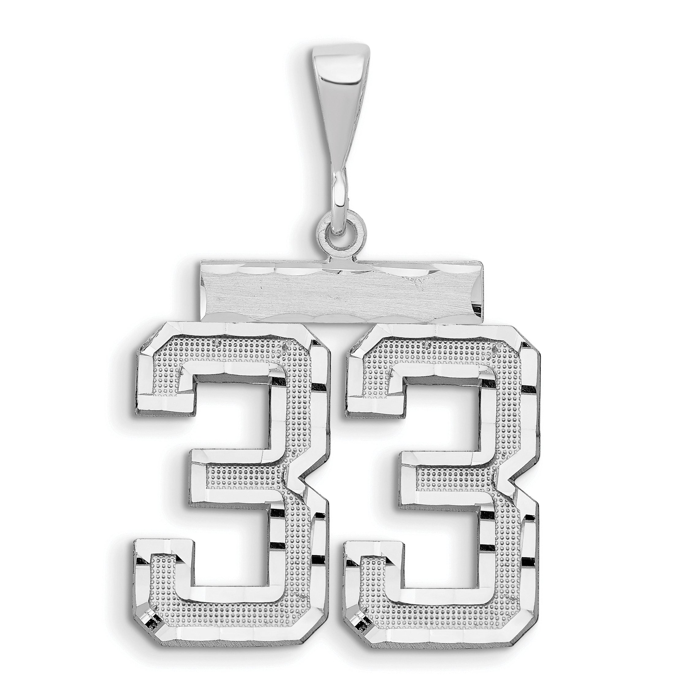 14kw Large Brushed Diamond-cut Number 33 Charm