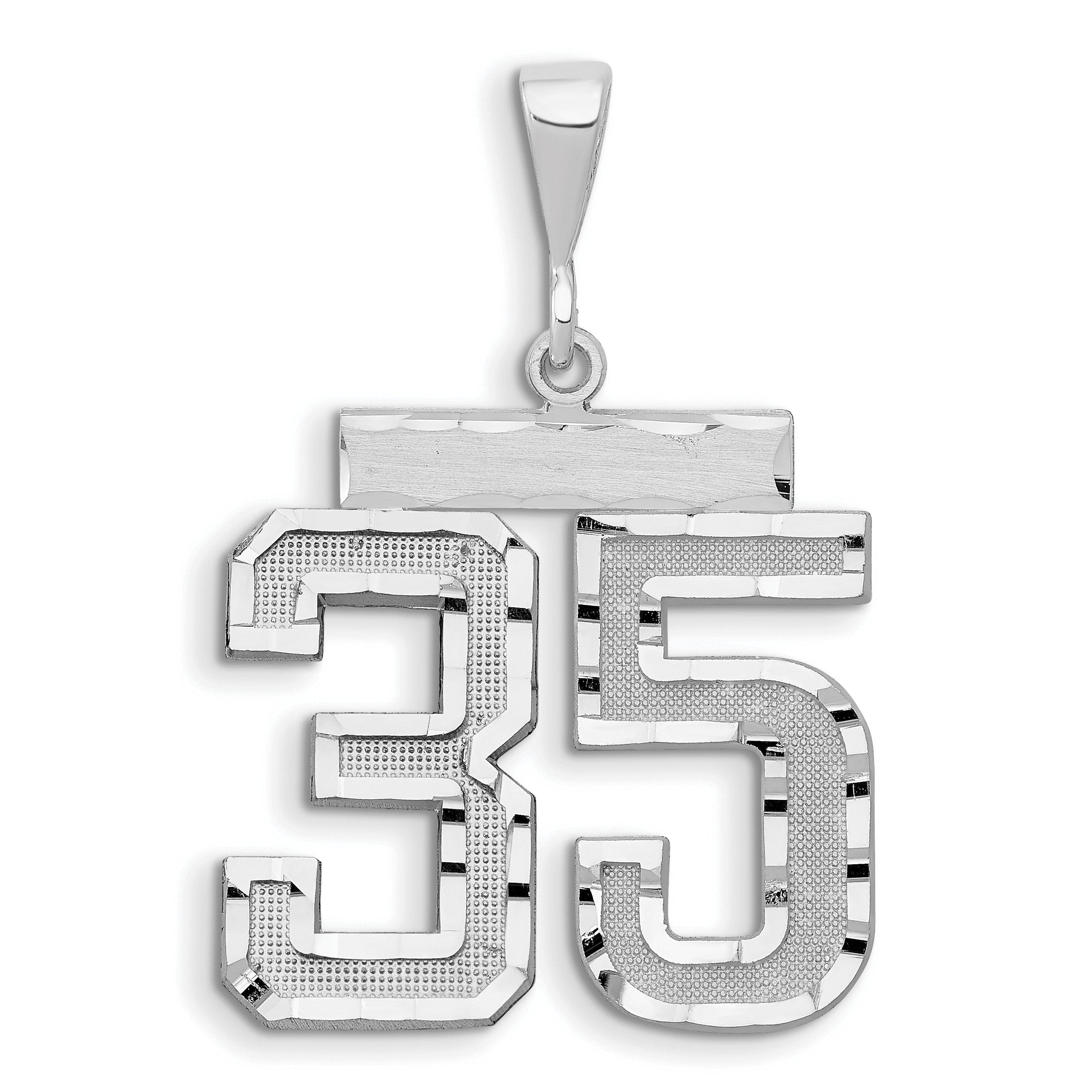 14kw Large Brushed Diamond-cut Number 35 Charm