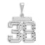 Large Number 38 Charm in 14K White Gold, Diamond-Cut - Sophia Jewelers