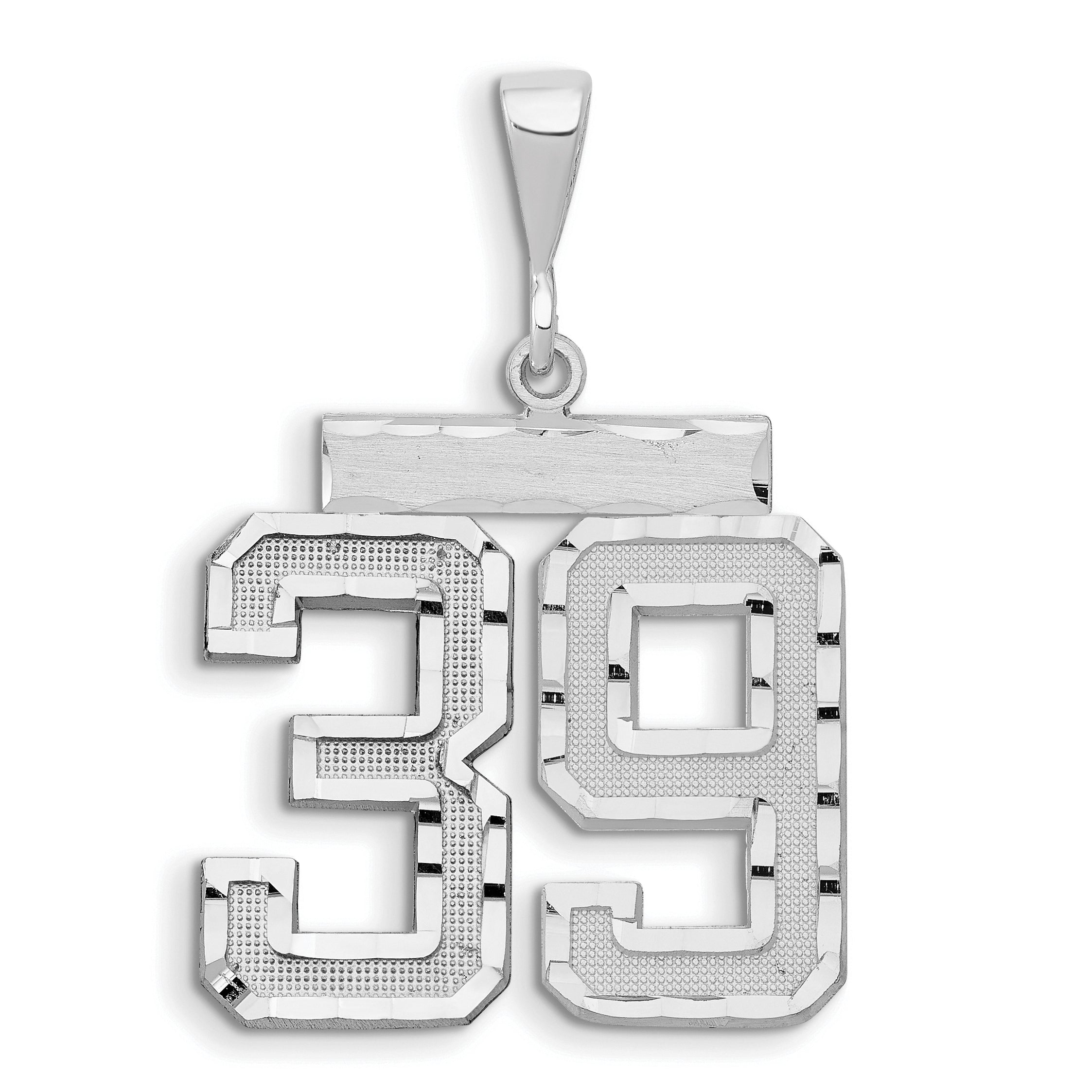 14kw Large Brushed Diamond-cut Number 39 Charm