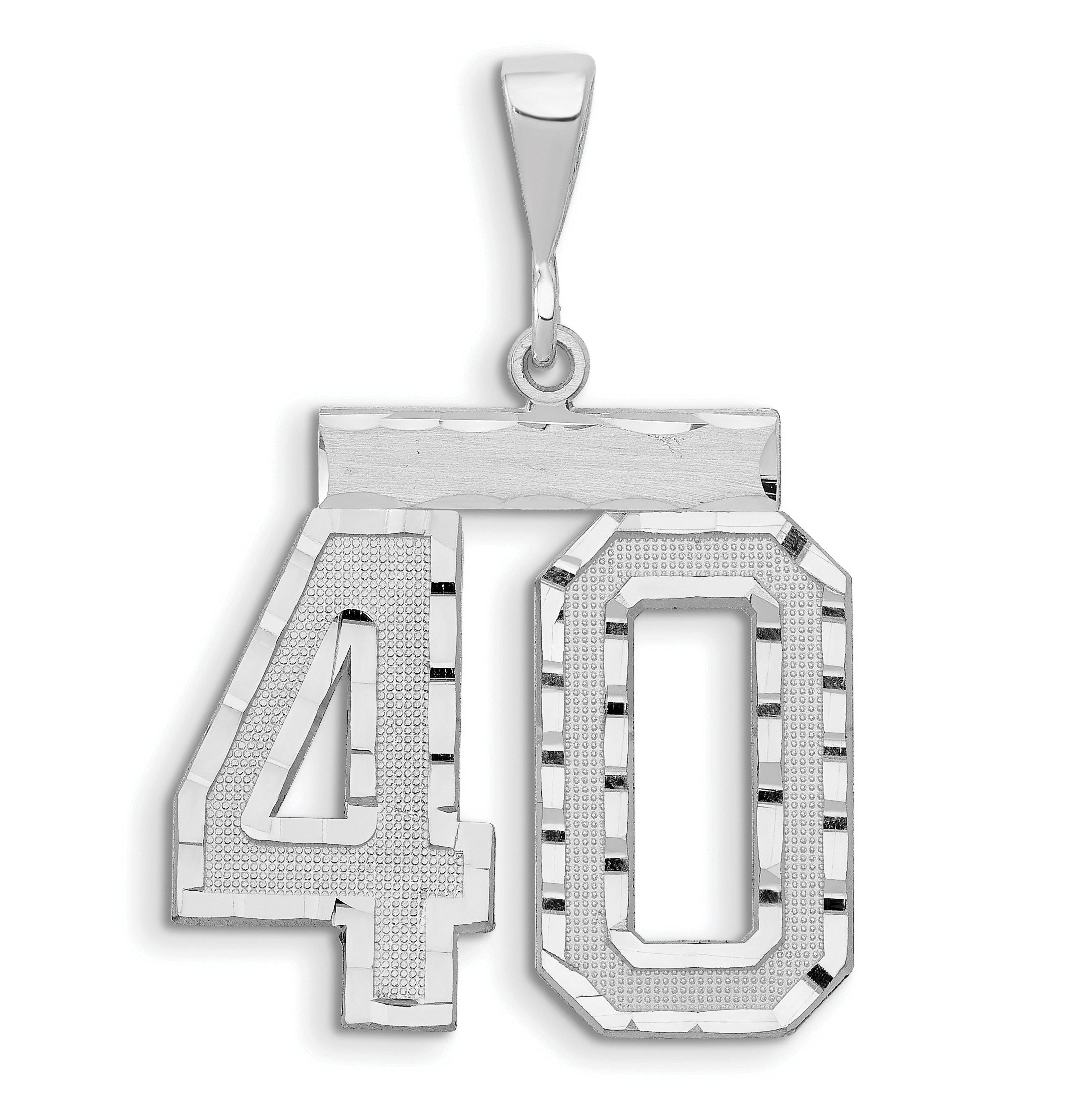 14kw Large Brushed Diamond-cut Number 40 Charm