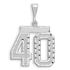 14kw Large Brushed Diamond-cut Number 40 Charm