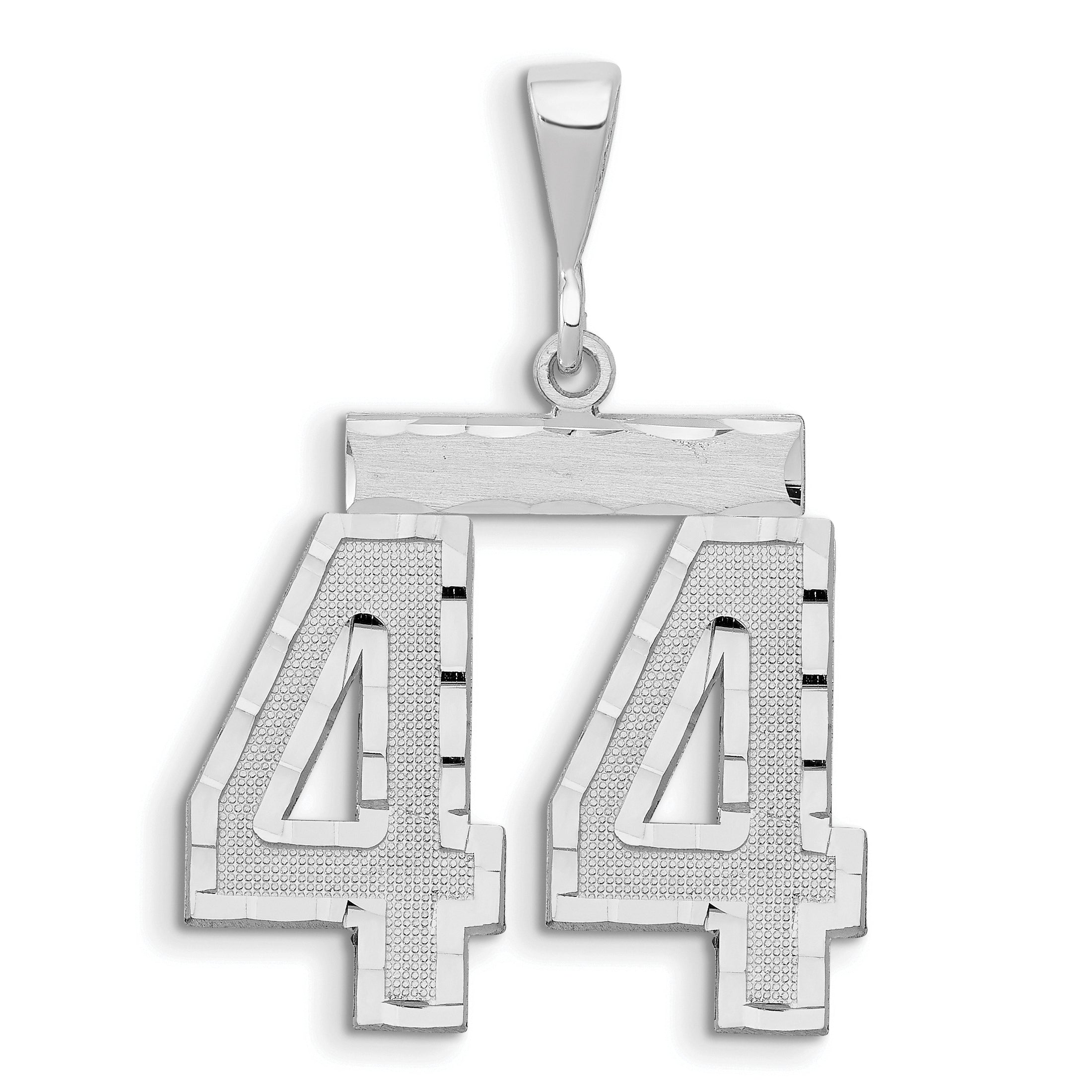 14kw Large Brushed Diamond-cut Number 44 Charm