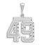 14kw Large Brushed Diamond-cut Number 49 Charm