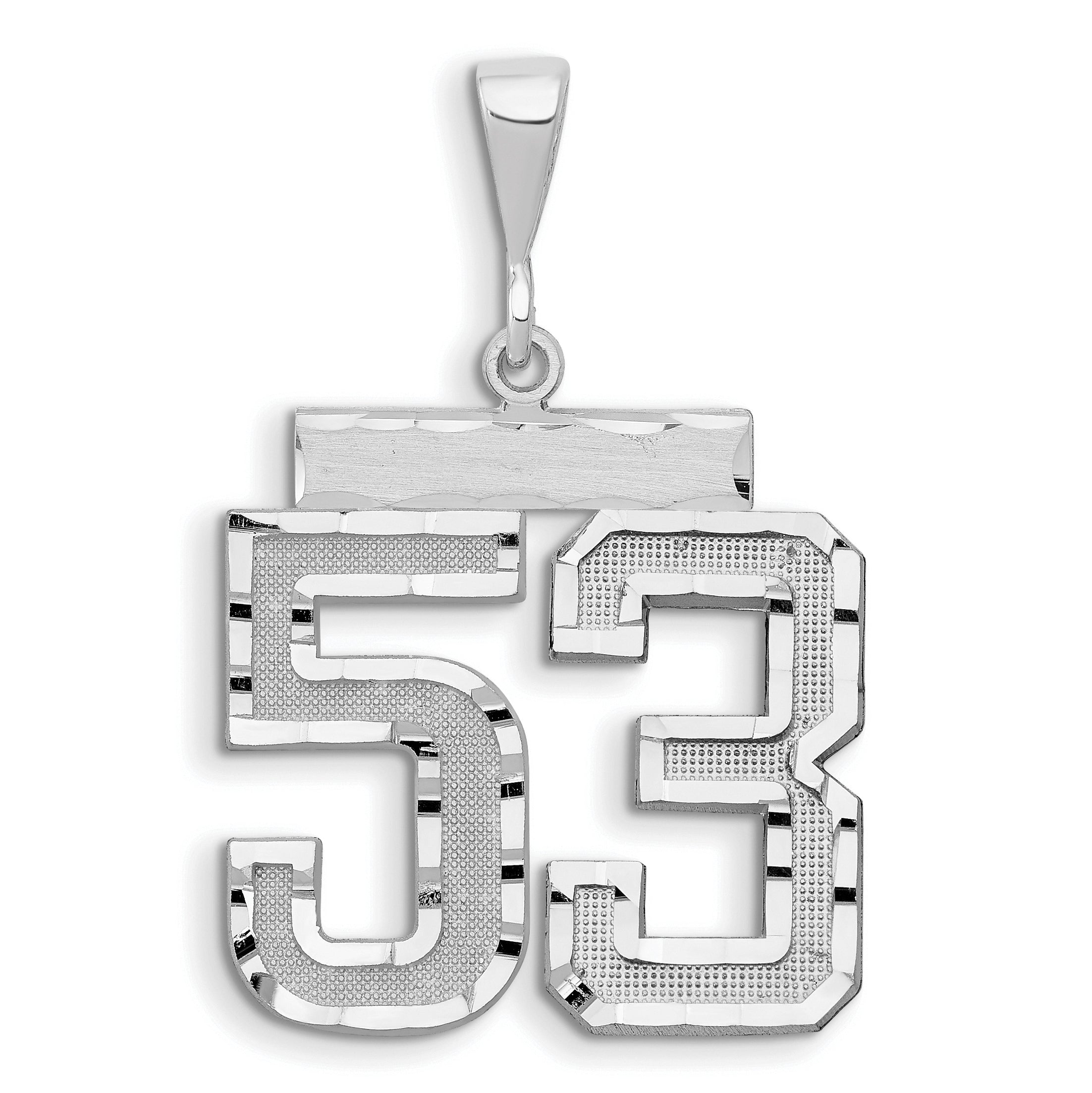 14kw Large Brushed Diamond-cut Number 53 Charm