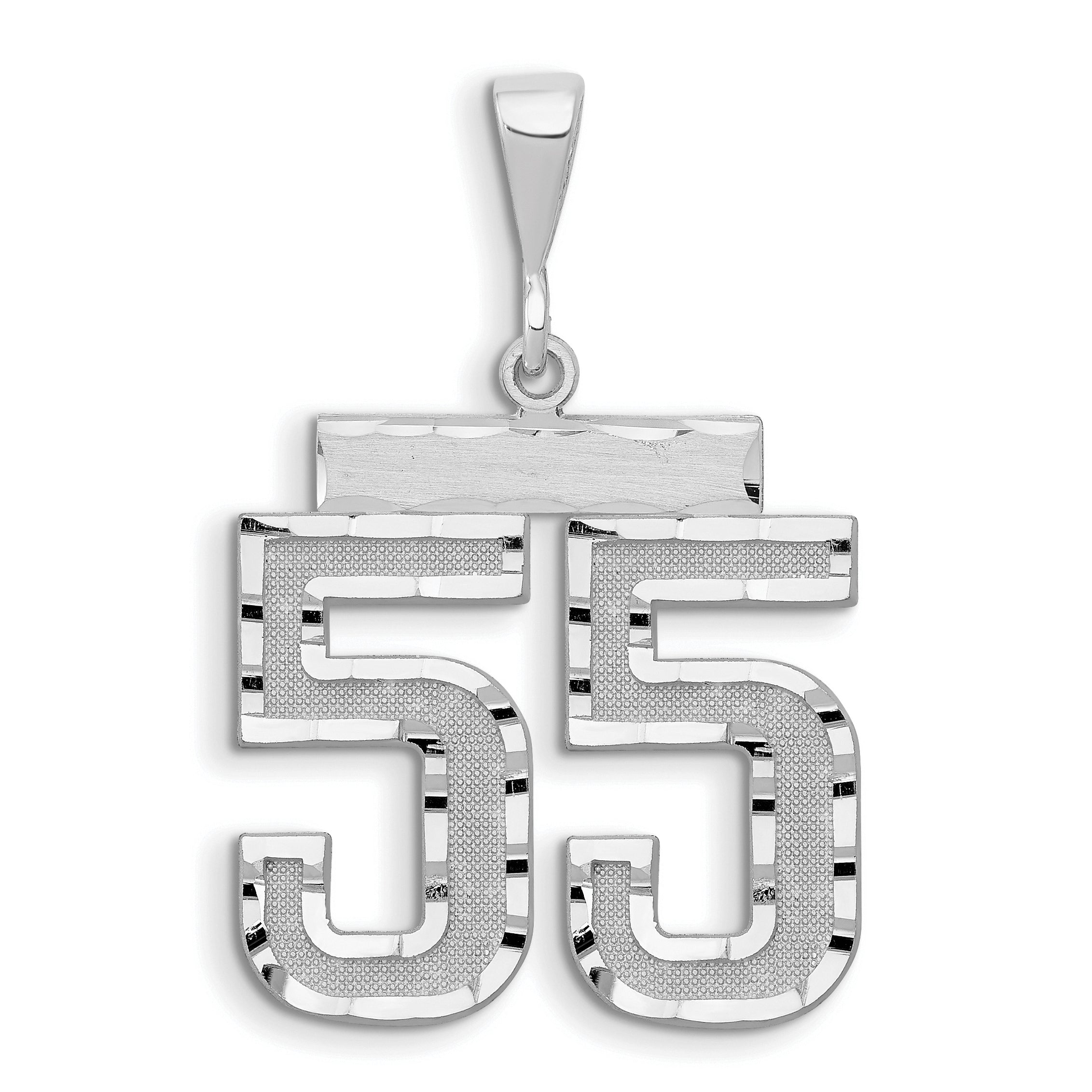 14kw Large Brushed Diamond-cut Number 55 Charm