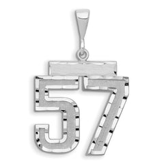 14kw Large Brushed Diamond-cut Number 57 Charm