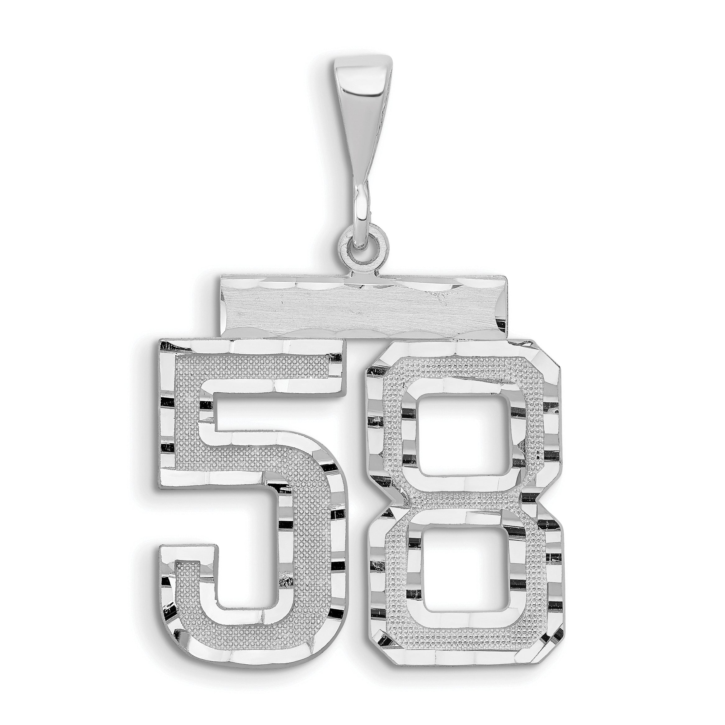 14kw Large Brushed Diamond-cut Number 58 Charm
