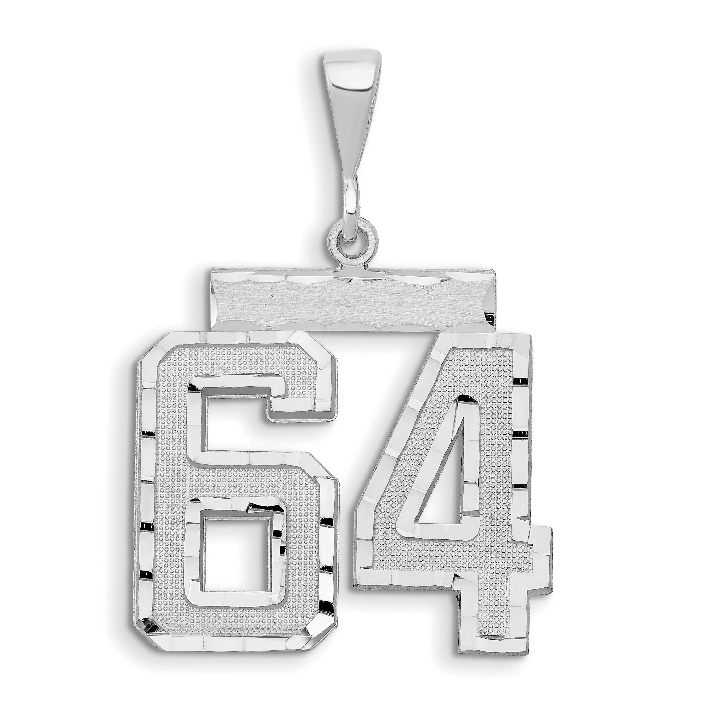 14kw Large Brushed Diamond-cut Number 64 Charm