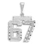 Large Number 67 Charm in 14K White Gold, Brushed & Diamond-Cut - Sophia Jewelers