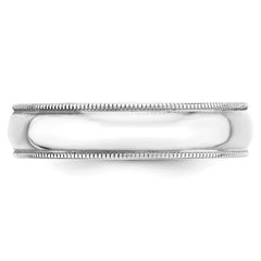 10k White Gold 5mm Lightweight Milgrain Half Round Wedding Band