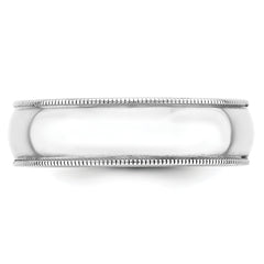 10k White Gold 6mm Lightweight Milgrain Half Round Wedding Band