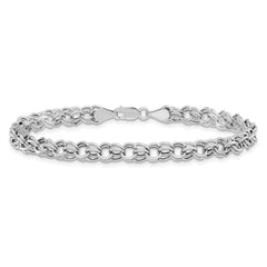 14k White Gold Lite 5mm Double Link Charm Bracelet