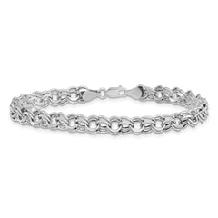 14k White Gold Lite 5.5mm Double Link Charm Bracelet