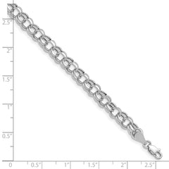14k White Gold Lite 5.5mm Double Link Charm Bracelet
