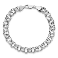 14k White Gold Lite 7.5mm Double Link Charm Bracelet